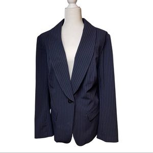 Lane Bryant Blue Pinstripe One Button Blazer size 22